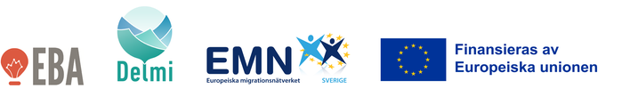 Fyra logotyper i en rad.