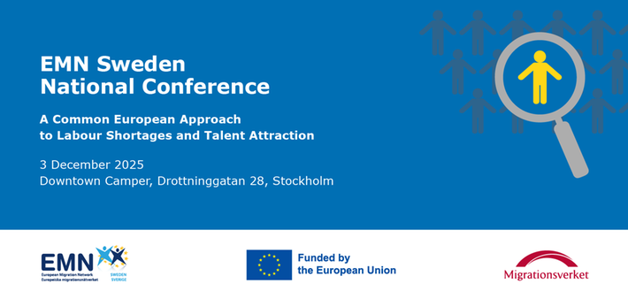 EMN Swedish Presidency Conference 11-12 May 2023 with logotypes of participating organisations