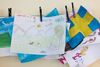 Bilder från frivilligorganisationernas aktivitetsrum för barn i ankomstboendet i Göteborg. Foto: Tomislav Stjepic.